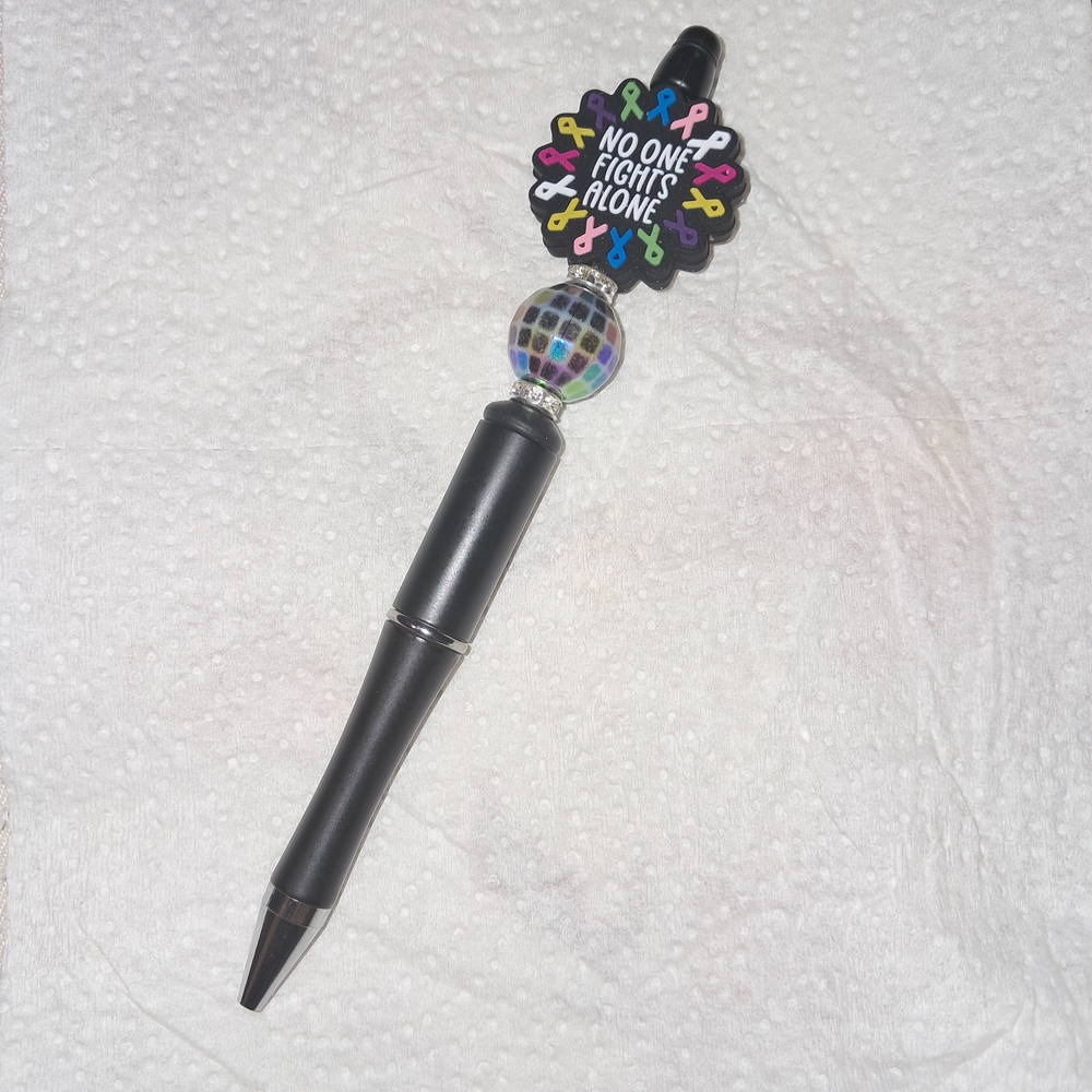 Black Awareness Pen with Colorful Ribbon Accents